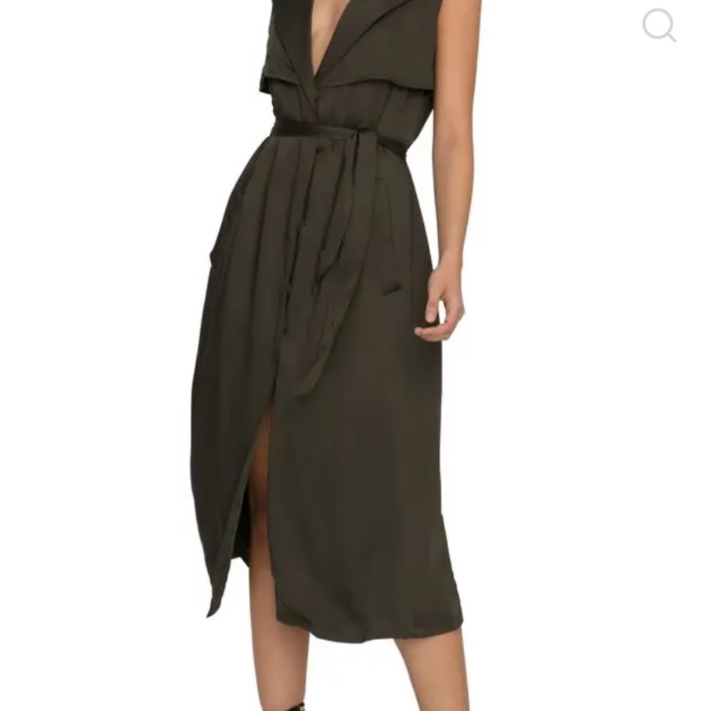 NWOT Good American sleeveless trench dress hunter